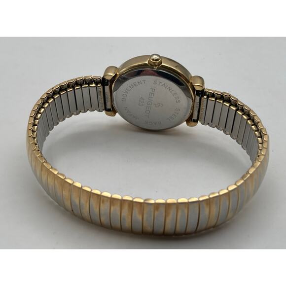 Peugeot Women's Quartz 26mm Watch Gold Tone w/ New Battery Expandable Band - Picture 4 of 5